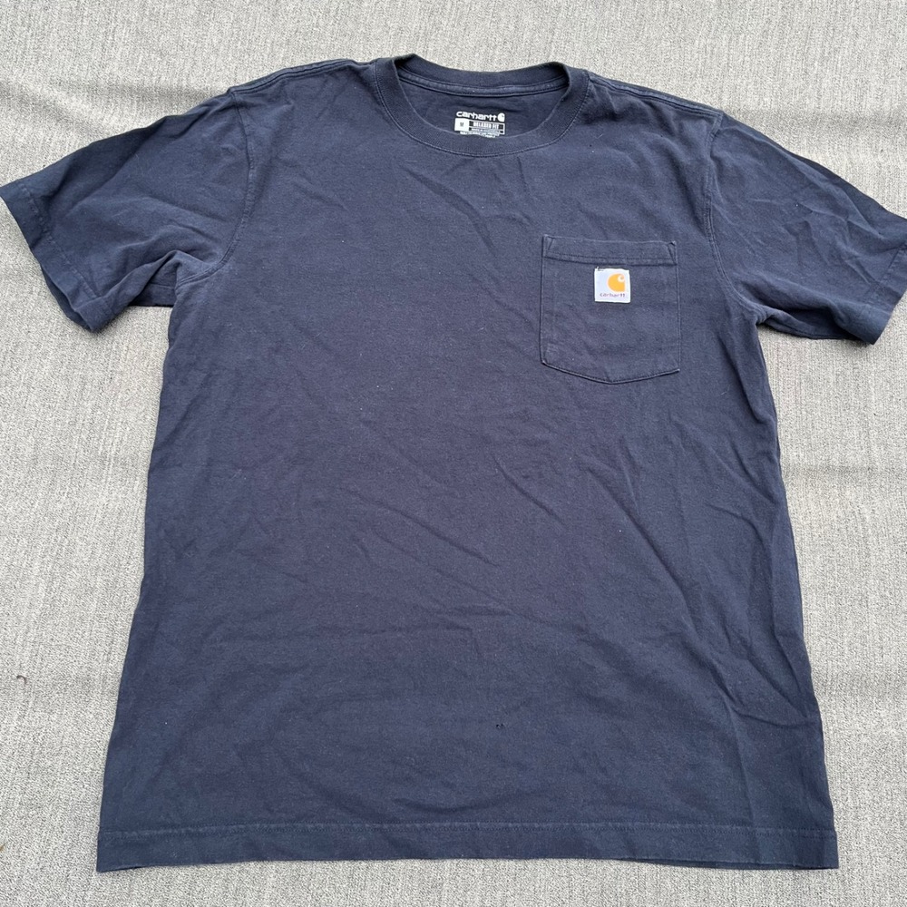 Carhartt Mens Relaxed Fit Pocket T-Shirt Navy Blue Short Sleeve Size M 0485